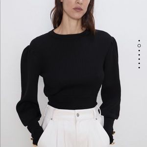 Zara Ribbed Sweater with Buttons